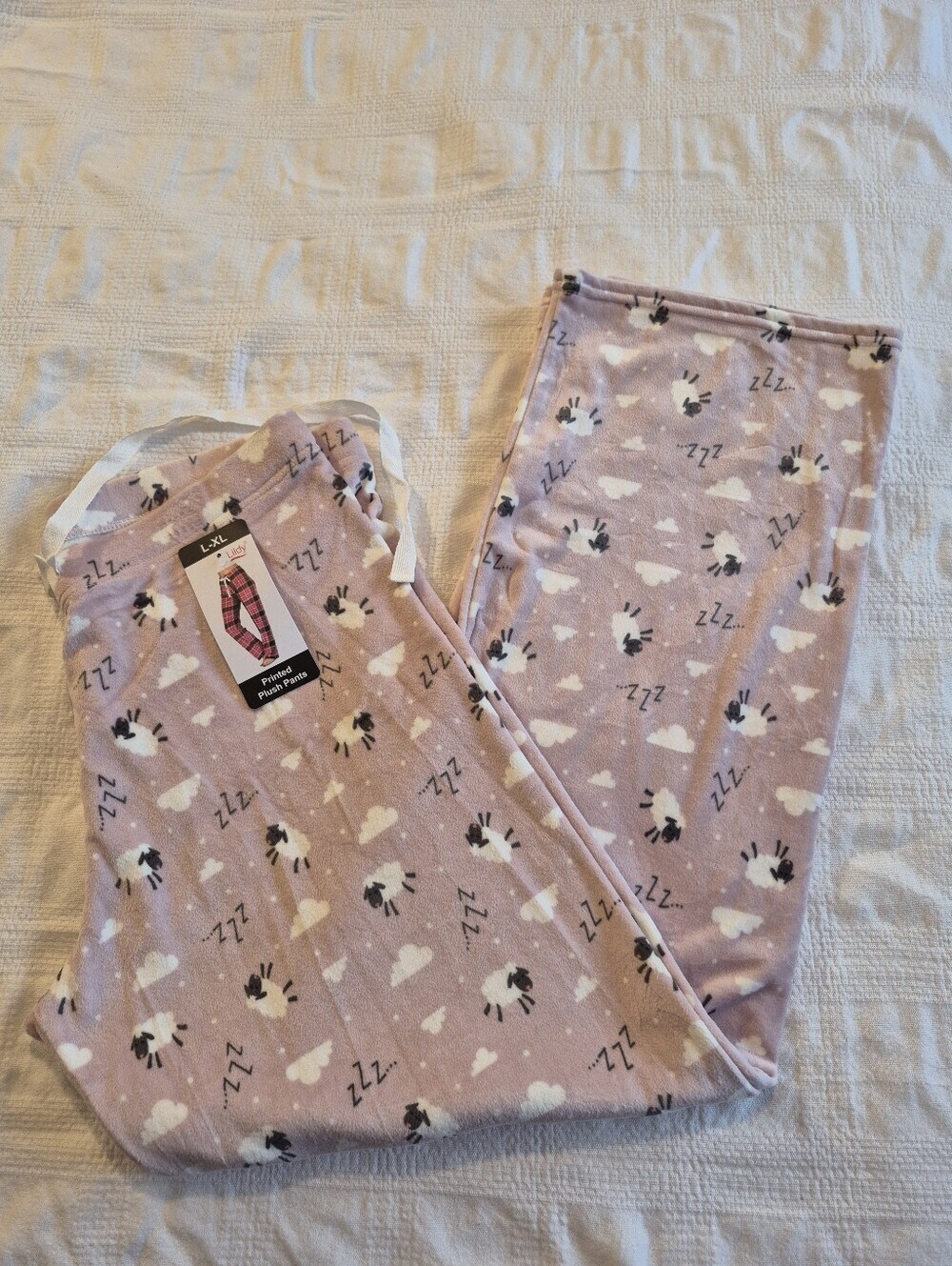 Lildy women's L - XL printed plush lounge pajama pants sheep print NWT